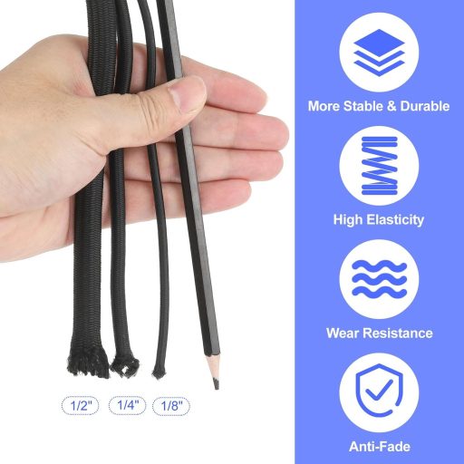 PATIKIL Bungee Shock Cord 12mm x 15m Poliészter Rugalmas Kötél Kajak Sátor Terhelésrögzítéshez