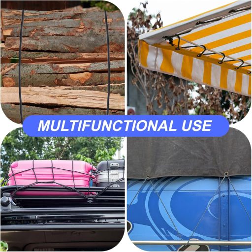 PATIKIL Bungee Shock Cord 12mm x 15m Poliészter Rugalmas Kötél Kajak Sátor Terhelésrögzítéshez