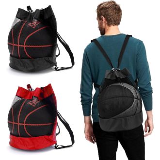   DHSWNNG 2 db Sportháló Labdatáska Piros-Fekete Kosárlabda Futball Tenisz Volley Hálós Táska