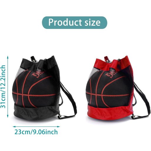 DHSWNNG 2 db Sportháló Labdatáska Piros-Fekete Kosárlabda Futball Tenisz Volley Hálós Táska