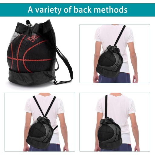 DHSWNNG 2 ks Športová sieťová taška na lopty červeno-čierna, na basketbal, futbal, tenis, volejbal