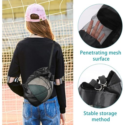 DHSWNNG 2 db Sportháló Labdatáska Piros-Fekete Kosárlabda Futball Tenisz Volley Hálós Táska