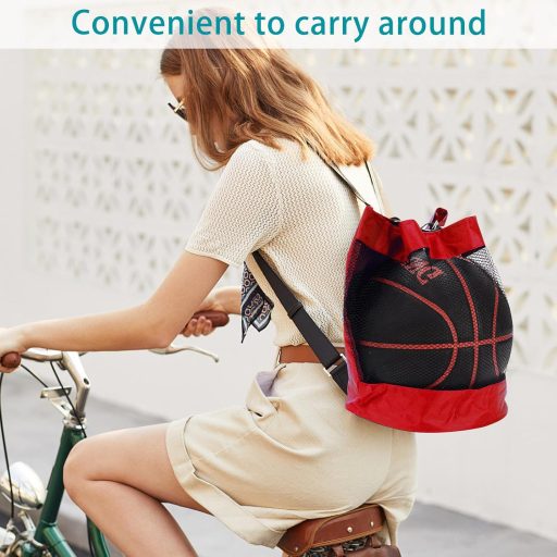 DHSWNNG 2 db Sportháló Labdatáska Piros-Fekete Kosárlabda Futball Tenisz Volley Hálós Táska