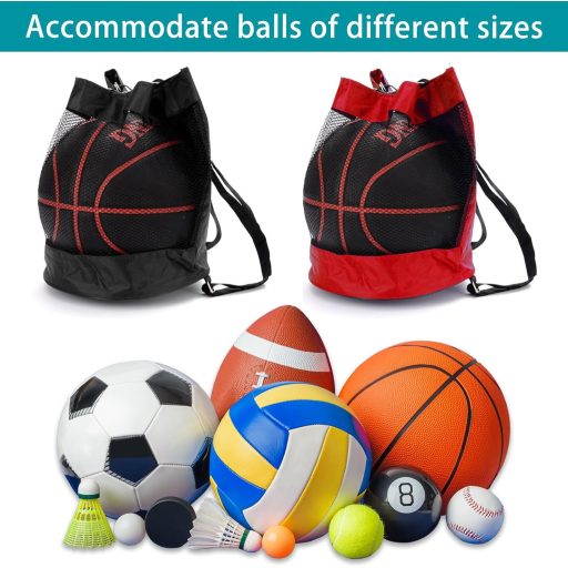 DHSWNNG 2 db Sportháló Labdatáska Piros-Fekete Kosárlabda Futball Tenisz Volley Hálós Táska