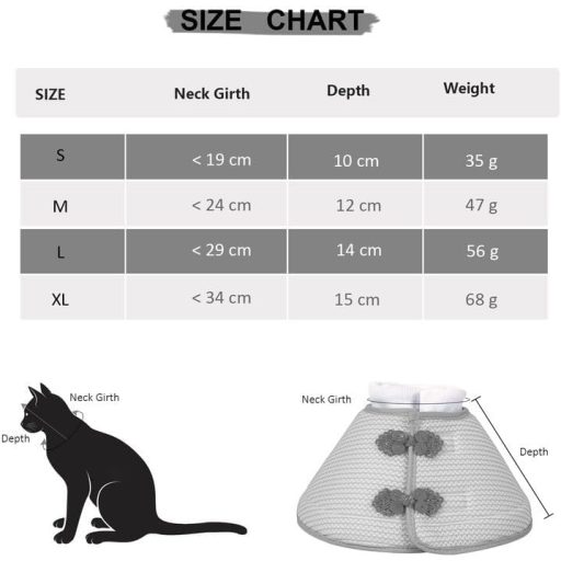 Guler de protecție pisici PetSmiler - Con moale pliabil, guler ușor de recuperare postoperatorie după leziuni, gri XL