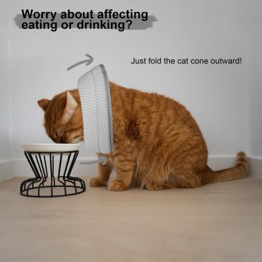 Guler de protecție pisici PetSmiler - Con moale pliabil, guler ușor de recuperare postoperatorie după leziuni, gri XL