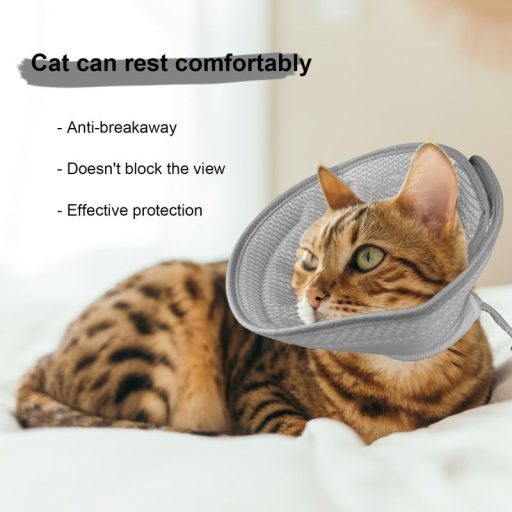 PetSmiler Macska Védőgallér - Puha Összehajtható Tölcsér, Könnyű Posztoperatív Gyógyulási Gallér Sérülések Után, Szürke XL