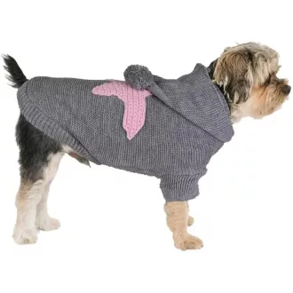   PetSmiler Pulover za pse s kapuljačom, za male pse - topla pletena zimska odjeća, pulover za kućne ljubimce 1,5-10 kg, svijetlosivi, veličina L