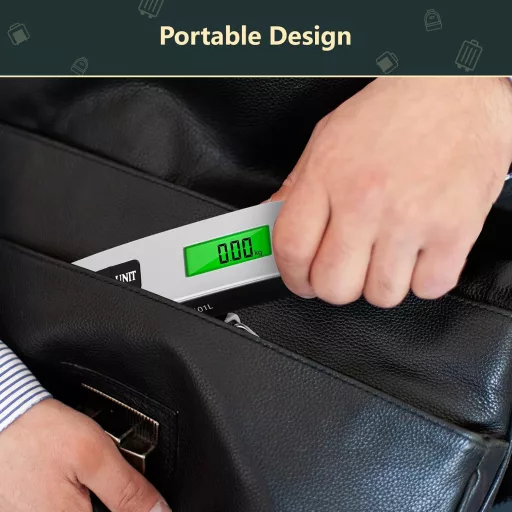 Brencco Digitális Bőröndmérleg 50kg, Háttérvilágított LCD Kijelzővel és Tara Funkcióval