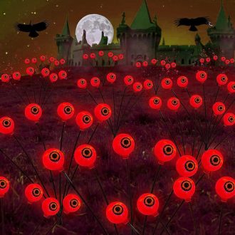   Sunshine smile Halloween napelemes kerti lámpa szett 2db LED szem dekoráció