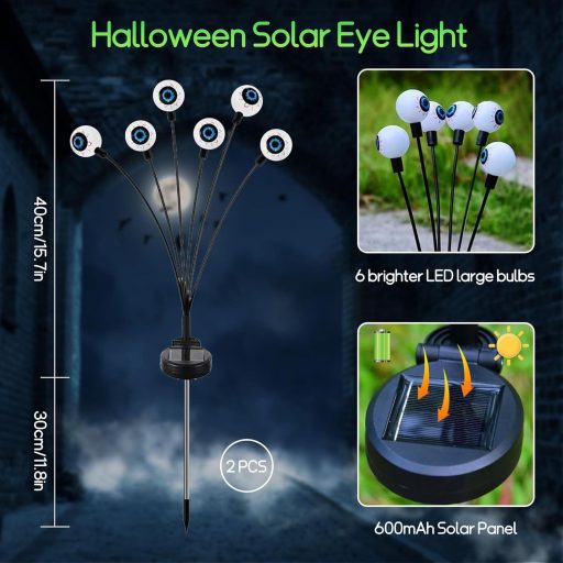 Sunshine smile Halloween napelemes kerti lámpa szett 2db LED szem dekoráció
