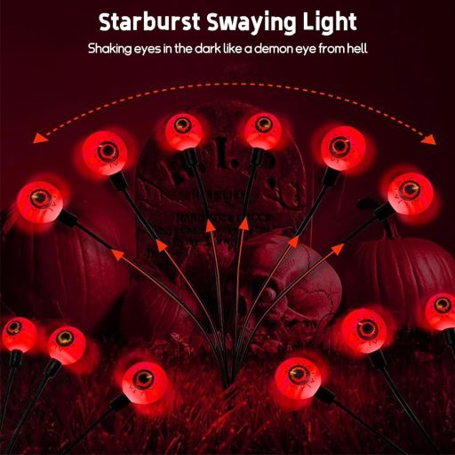 Sunshine smile Halloween napelemes kerti lámpa szett 2db LED szem dekoráció