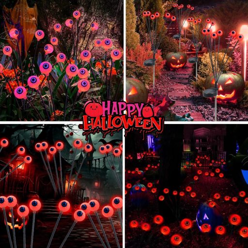 Sunshine smile Halloween napelemes kerti lámpa szett 2db LED szem dekoráció