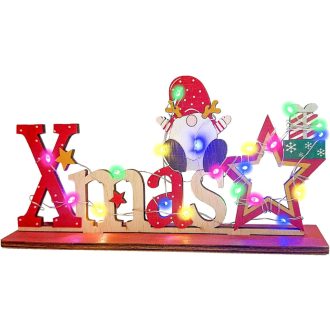   Drevená vianočná dekorácia s nápisom a LED svetielkami KEELYY