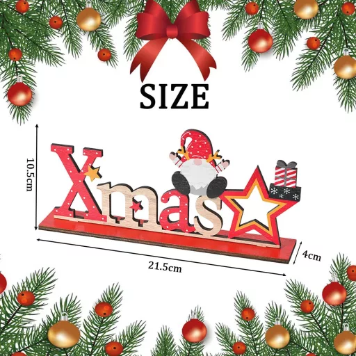 Drevená vianočná dekorácia s nápisom a LED svetielkami KEELYY