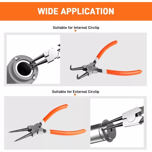 UESDU 2 darabos Seegergyűrű Fogó Szett, Hajlított és Egyenes Biztosítógyűrű Fogó