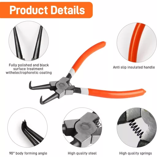 UESDU 2 darabos Seegergyűrű Fogó Szett, Hajlított és Egyenes Biztosítógyűrű Fogó