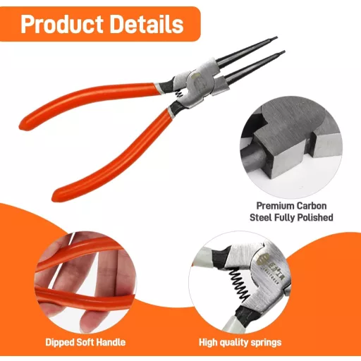 UESDU 2 darabos Seegergyűrű Fogó Szett, Hajlított és Egyenes Biztosítógyűrű Fogó