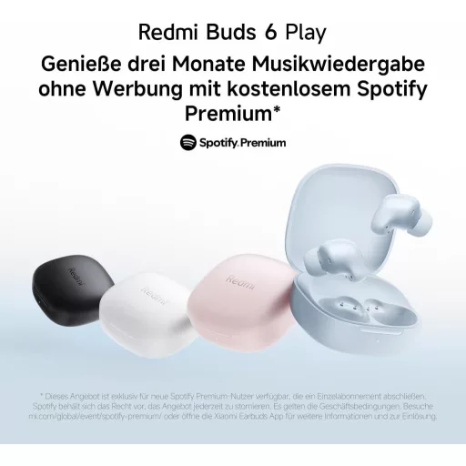 Xiaomi Redmi Buds 6 Play vezeték nélküli fülhallgató, 36 órás akkumulátor, zajszűrés