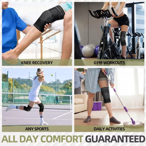 Lexniush Térdrögzítő Pár Nőknek és Férfiaknak, Állítható Kompressziós Támogatás Sérülésekhez