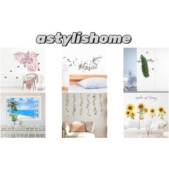   astylishome Akvarell Virág Falmatrica Öntapadós Faldekoráció Nappali Hálószoba TV Háttér
