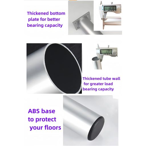 PUTOAHAO nastaviteľné nábytkové nožičky, 4 kusy, hliník, priemer 38 mm, nastaviteľná výška 0-15 mm
