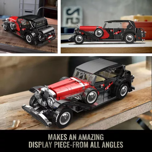 Stavebnica klasického športového auta Mould King 10114 - 1308 dielikov, kreatívny model pre zberateľov, červené vintage auto, pre deti a dospelých od 14 rokov
