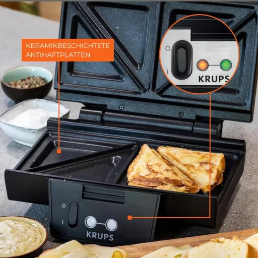 KRUPS FDK461 szendvicssütő kerámia bevonattal 850W fekete