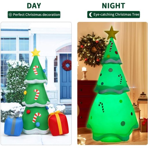 Kensbro 210 cm nafukovací vianočný stromček, 16 farieb, LED osvetlenie, vonkajšia dekorácia