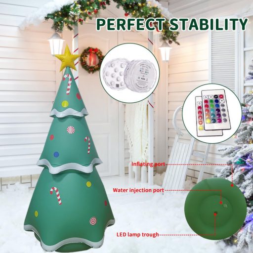 Kensbro 210 cm nafukovací vianočný stromček, 16 farieb, LED osvetlenie, vonkajšia dekorácia