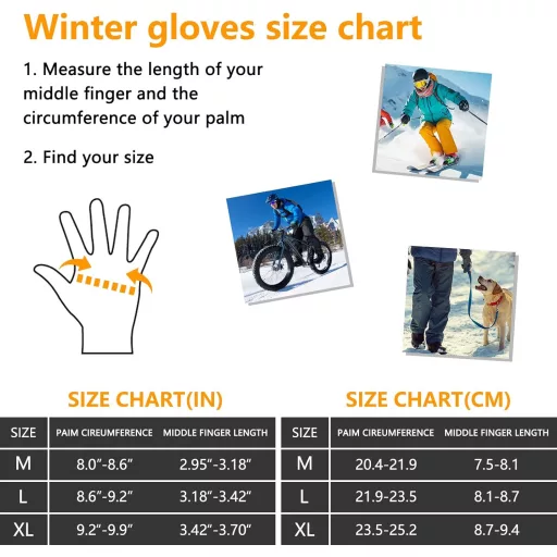 Mănuși de iarnă impermeabile seenlast, unisex, cu funcție touchscreen - Mănuși de schi din poliester, căptușite, rezistente la vânt, pentru drumeții și ciclism