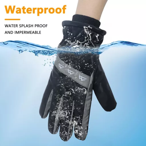 seenlast Vízálló Téli Kesztyű Érintőképernyős Funkcióval - Unisex Polészter Síkesztyű Bélelt, Szélálló Kivitel Túrázáshoz, Kerékpározáshoz