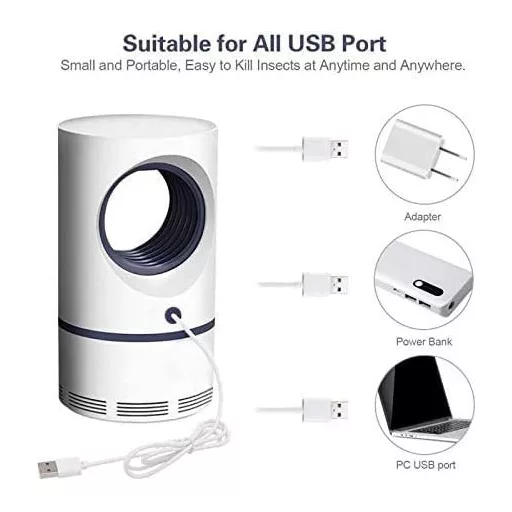 GOUSHY Profesionálna UV lampa proti komárom - Elektrický lapač hmyzu do domu a záhrady, prenosný USB odpudzovač komárov biely, do interiéru