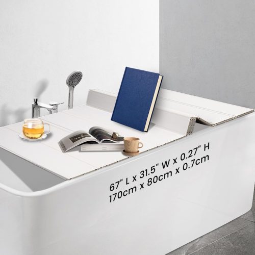 Ezcasch Capac pliabil pentru cadă, 80x170 cm - Impermeabil, antipraf, raft termoizolant pentru cadă cu o capacitate portantă de 6 kg - Accesoriu alb pentru baie
