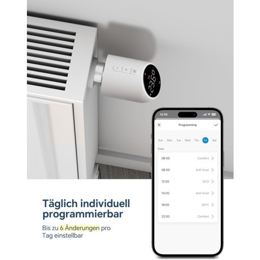 BEOK CONTROLS Termostat WiFi pentru Radiator TRV-705, Regulator Inteligent de Încălzire Digital, Compatibil cu Aplicația Tuya, Google și Alexa
