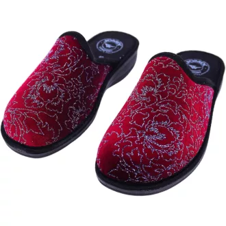   JOMIX női papucs sarokkal, téli kényelmes nyomott mintás papucs, fukszia, 5-ös méret