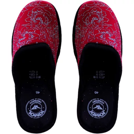 Papuci de damă JOMIX cu toc, papuci de iarnă confortabili cu model imprimat, fucsia, mărimea 5.