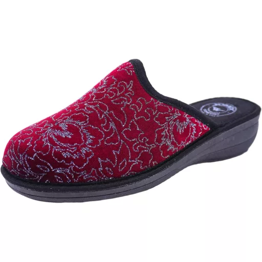 Papuci de damă JOMIX cu toc, papuci de iarnă confortabili cu model imprimat, fucsia, mărimea 5.