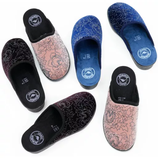 Papuci de damă JOMIX cu toc, papuci de iarnă confortabili cu model imprimat, fucsia, mărimea 5.