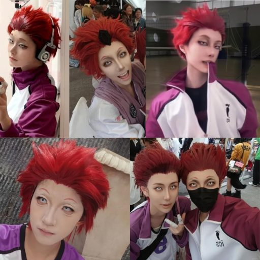 YEESHEDO Anime Cosplay Perucă Roșie Unisex Scurtă Sintetică Kirishima Eijiro Costum Petrecere Carnaval