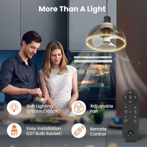 ZOTOYI E27 LED mennyezeti lámpa ventilátor távirányítóval, 1700 lm