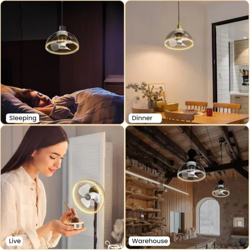 ZOTOYI E27 LED mennyezeti lámpa ventilátor távirányítóval, 1700 lm