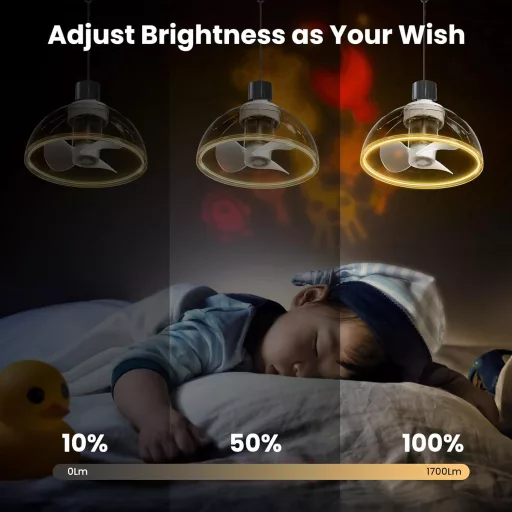 ZOTOYI E27 LED mennyezeti lámpa ventilátor távirányítóval, 1700 lm