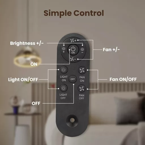ZOTOYI E27 LED mennyezeti lámpa ventilátor távirányítóval, 1700 lm