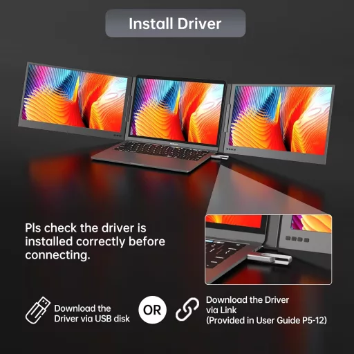 Monitor portabil MT-VIKI 15.6" FHD 1080P IPS, extensie ecran laptop cu rotație la 360°