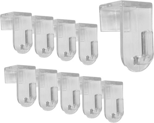 Set 10 cârlige transparente De-Plastik pentru geam, cârlige decorative din plastic pentru ferestre, uși, până la 17 mm, fără găurire