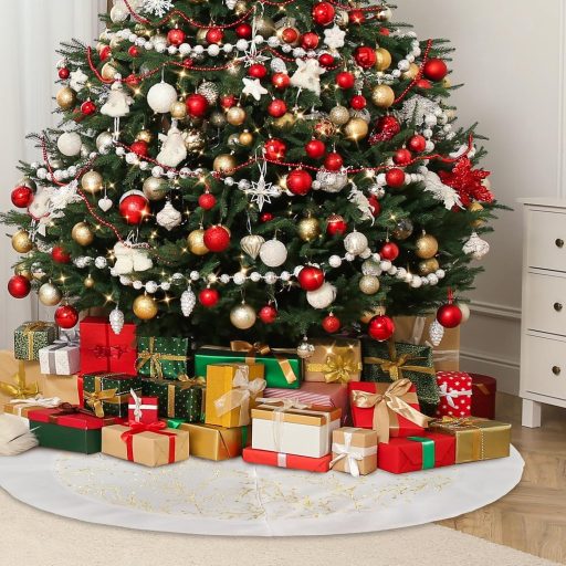 Daelesr 90 cm fehér plüss karácsonyfa szoknya, kerek dekorációs alátét