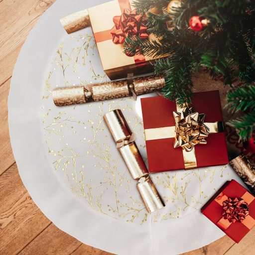 Daelesr 90 cm fehér plüss karácsonyfa szoknya, kerek dekorációs alátét