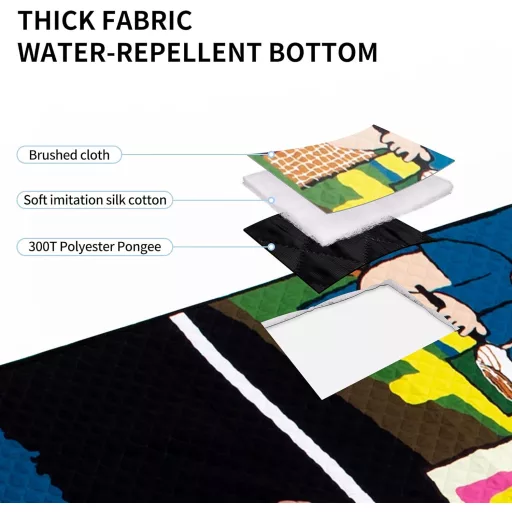 Naturehike deka za piknik 180x200cm, pamučni plahta za plažu s crtežima, obiteljska