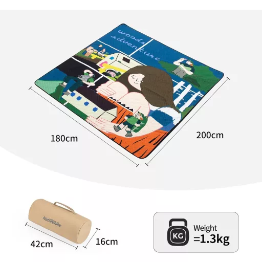 Naturehike Piknik Takaró 180x200cm Rajzos Mintás Pamut Strand Pléd Család